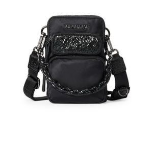Mz Wallace black metallic trim crossbody